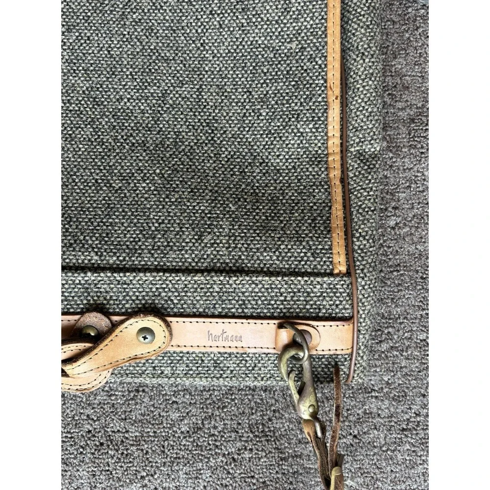 Hartmann Tan Tweed Garment Bag⭐️W/ Leather Trim and Shoulder Strap for Travel⭐️